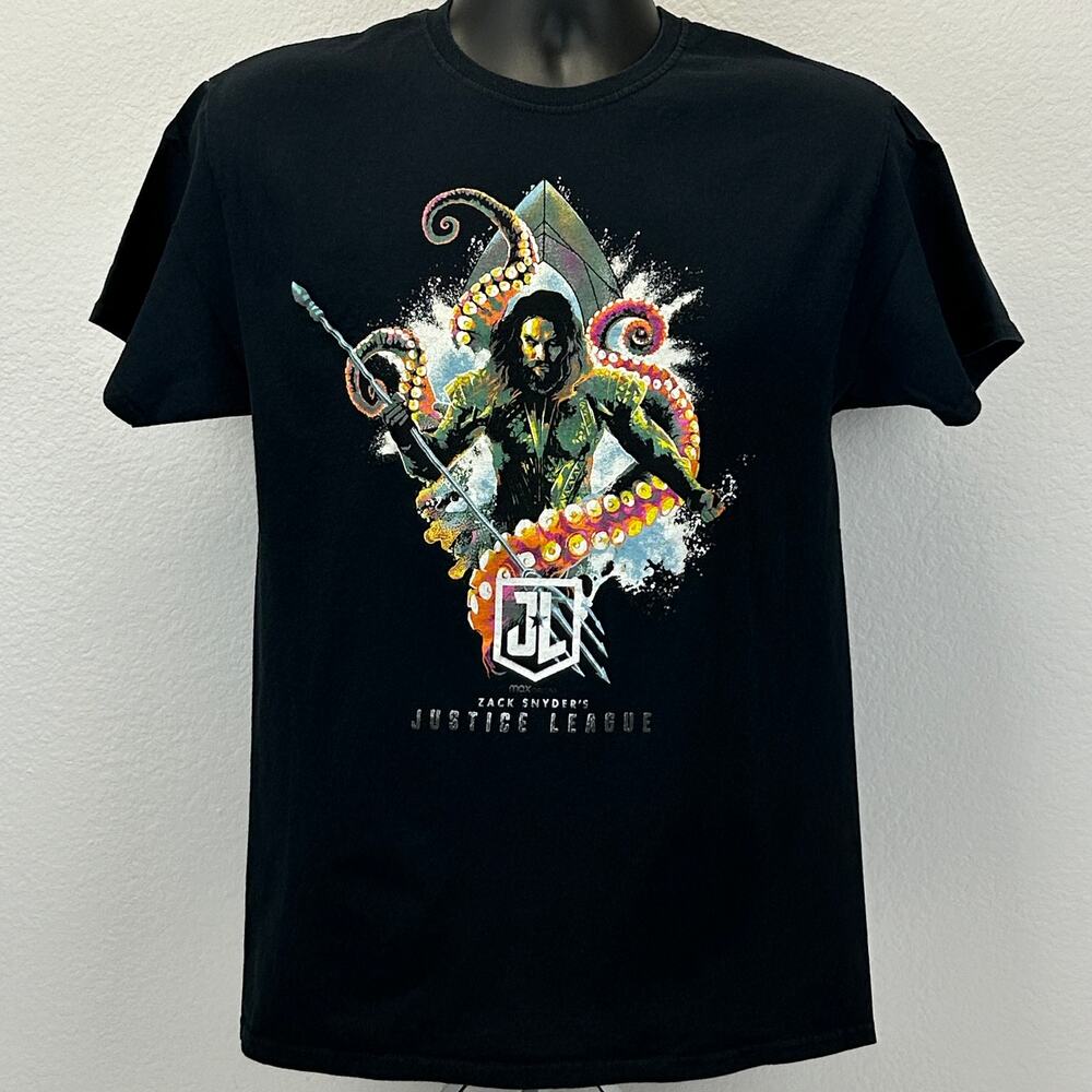 Zack Snyder Justice League Aquaman T Shirt M Medium Jason Momoa DC Comics Black